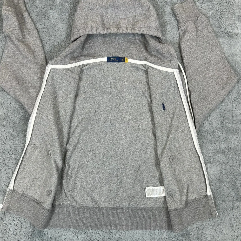 Polo Ralph Lauren Mens Full Zip Hoodie Gray Navy Pony Small SP Sweatshirt